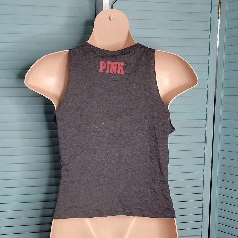 Victoria's Secrets Pink UMass Tank Top Sleeveless Blouse Shirt Sz L Gray
